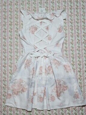 Limited Rare 🎀 LIZ LISA Floral Sleevess Ruffled Bow Tie Dress